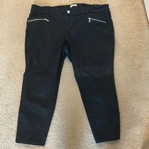 LOFT black jeans, silver zipper detail.